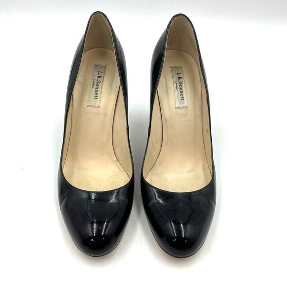 LK Bennett Shilo Patent Leather Court Shoes Stiletto Heels Custom Dyed Black - Picture 3 of 8
